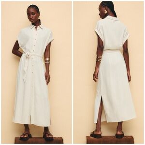 🎼 Stradivarius Linen Blend Midi Shirtdress in Natural
